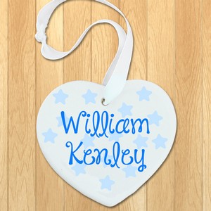 Blue Baby Name Personalised  Heart Keepsake 