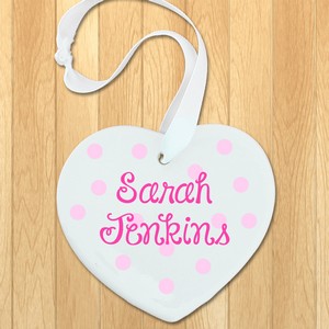 Pink Baby Name Personalised Heart Keepsake  