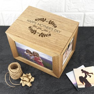 Happy Mother's Day Personalised Oak Photo Cube Keepsake Box 