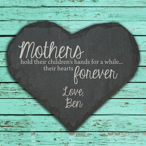 Mothers Hold Hands and Hearts Personalised Slate Keepsake 
