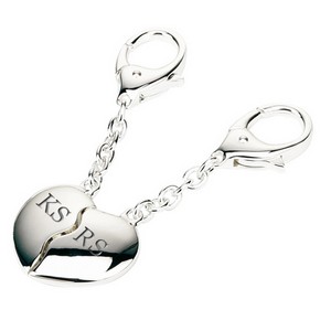 Silver Plated Personalised Joining Hearts Keyrings 