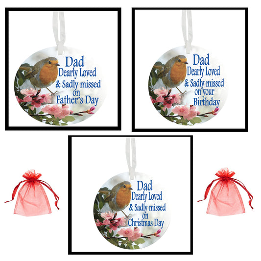 Robin Remembrance Dad – Granddad – Pops – Son – Brother - Uncle Memorial Ceramic Hanging Decoration For Any Occasion - Father’s Day - Birthday - Christmas