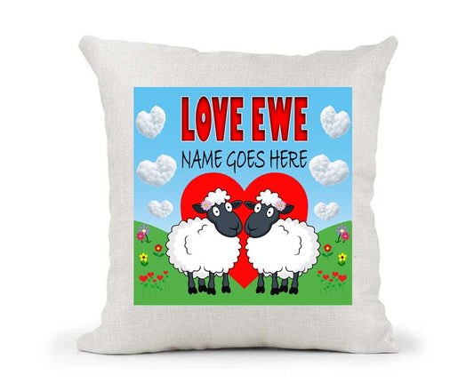 Love Ewe Two Female Sheep Personalised Cute Country Canvas Cushion Cover Gift