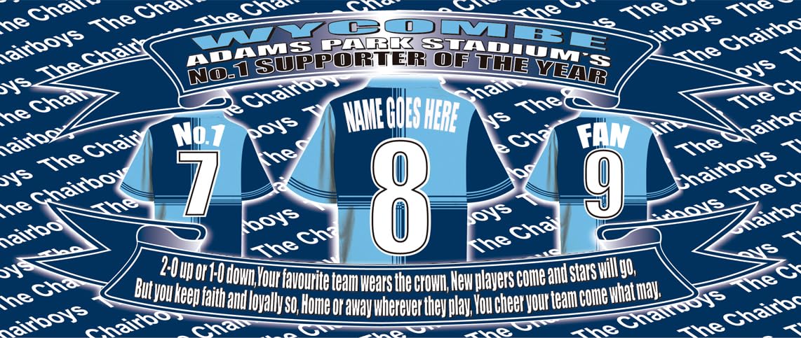 Wycombe Personalised Football Shirt Silver Aluminium Two Lid Unisex Water Bottle Gift