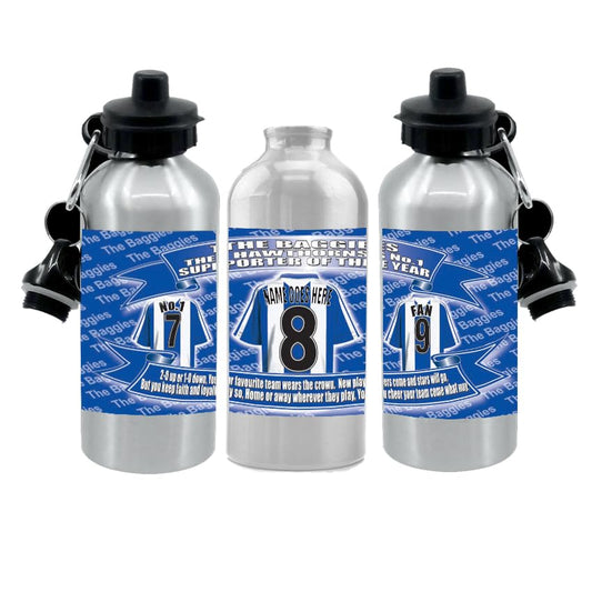 West Brom Personalised Football Shirt Silver Aluminium Two Lid Unisex Water Bottle Gift
