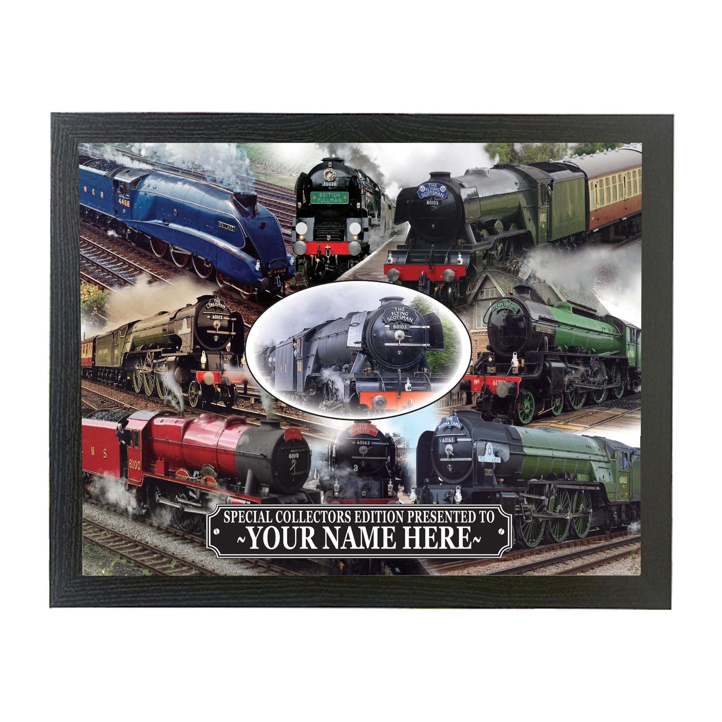 Classic Steam Train Lap Tray with Cushioned Base – Vintage Locomotive Design – Wipe-Clean Surface – Personalised Gift for Train Enthusiasts