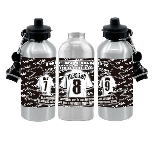 Port Vale Personalised Football Shirt Silver Aluminium Two Lid Unisex Water Bottle Gift