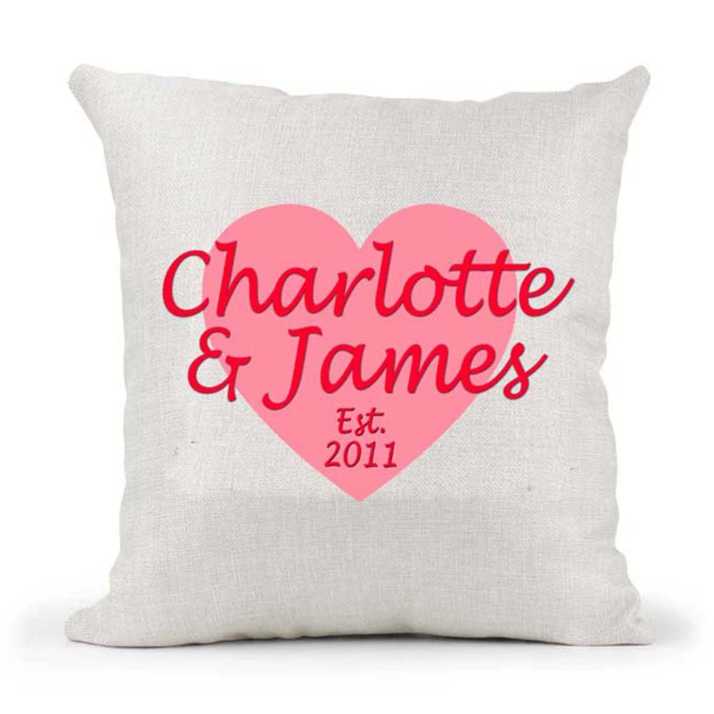 Personalised Your Name Names & Date Couple Anniversary Wedding Boyfriend Girlfriend Husband Wife Life Partner Valentine's Birthday Present Country Canvas Cushion Cover Gift
