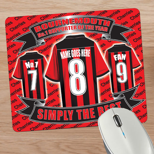 Bournemouth Football Shirt Personalised Mouse Mat Gift