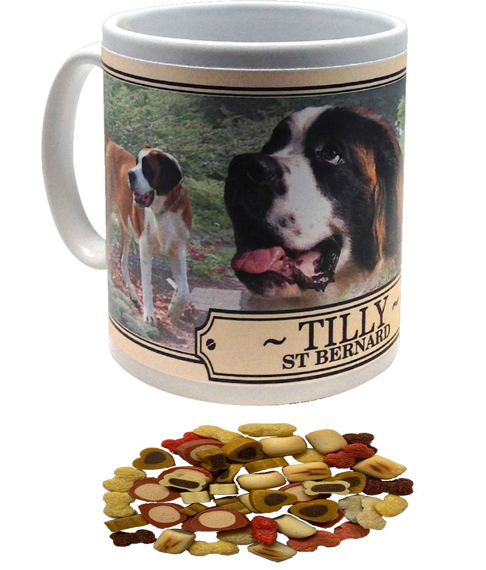 St Bernard Personalised Dog Breed Gift Mug with Treats