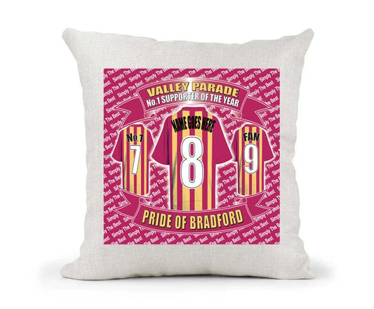 Bradford City Personalised Football Cushion Cover Gift