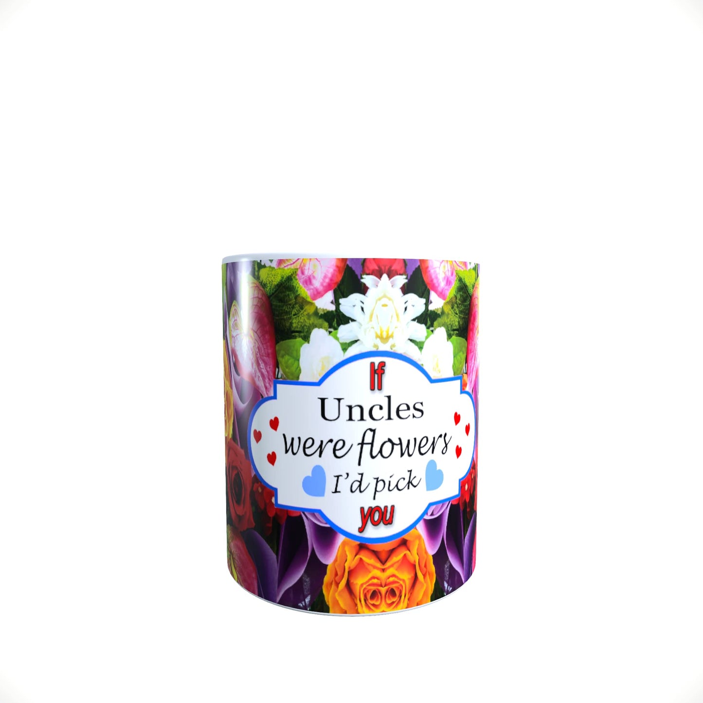 If You were A Flower I’d Pick You Family and Friends Blue & Red Hearts Floral Bouquet Mug Gift