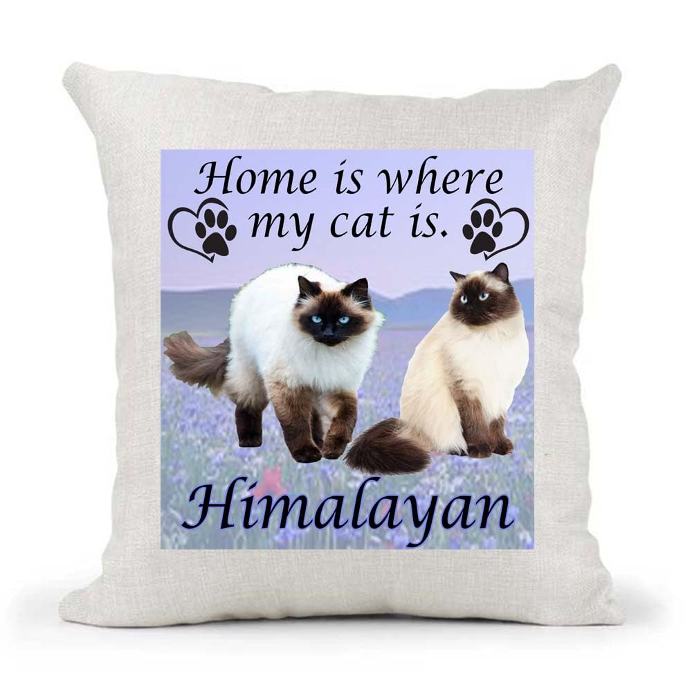 Himalayan Breed Home is Where My Cat is Kitten Slave Owner Country Canvas Cushion Cover Gift