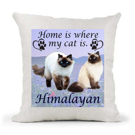 Himalayan Breed Home is Where My Cat is Kitten Slave Owner Country Canvas Cushion Cover Gift