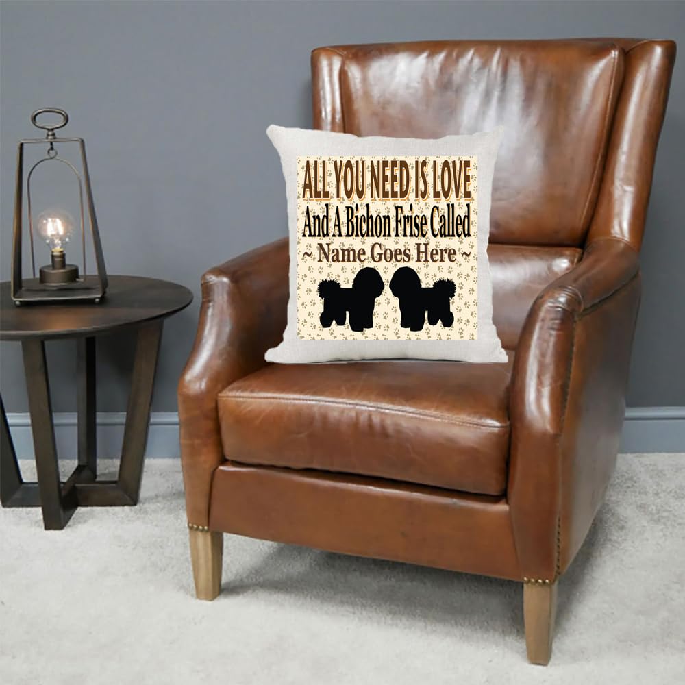 All You Need Is Love And A Bichon Frise Personalised Country Canvas Style Cushion Cover Gift