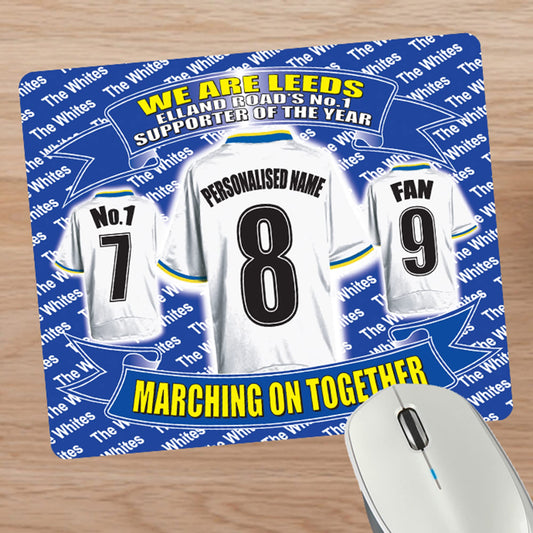 Leeds U Personalised Football Shirt Mouse Mat Gift
