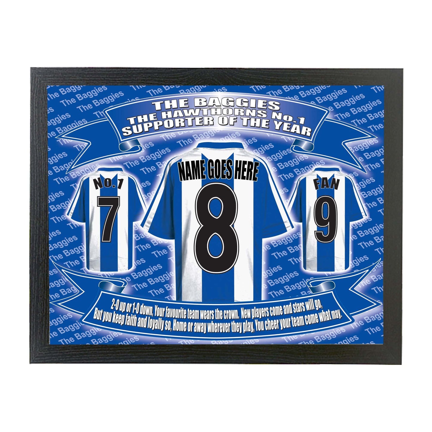 West Brom Football Shirt Personalised Lap Tray Gift