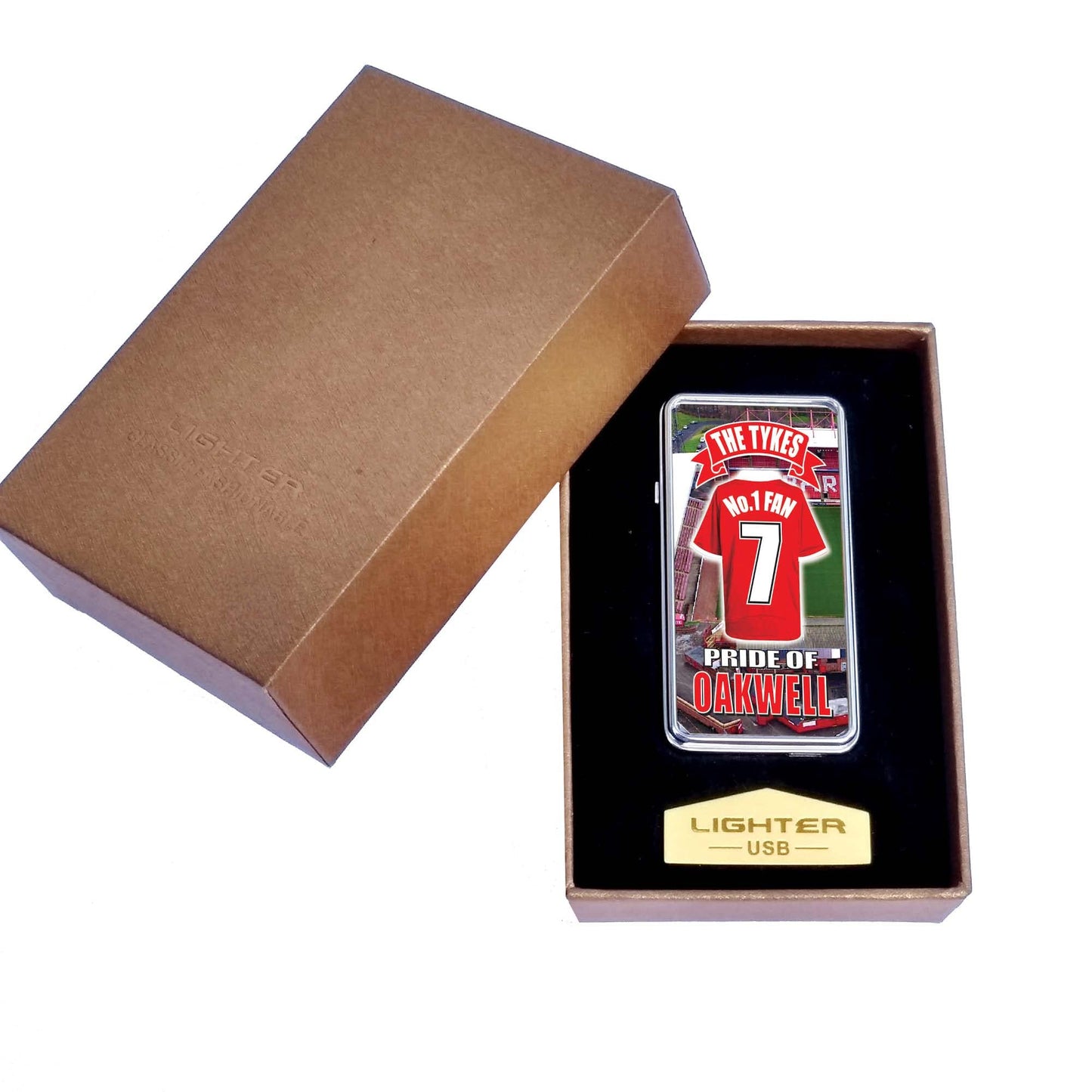 Barnsley The Tykes No.1 Fan Football Shirt Rechargeable Gift Boxed Silver Metal USB Lighter
