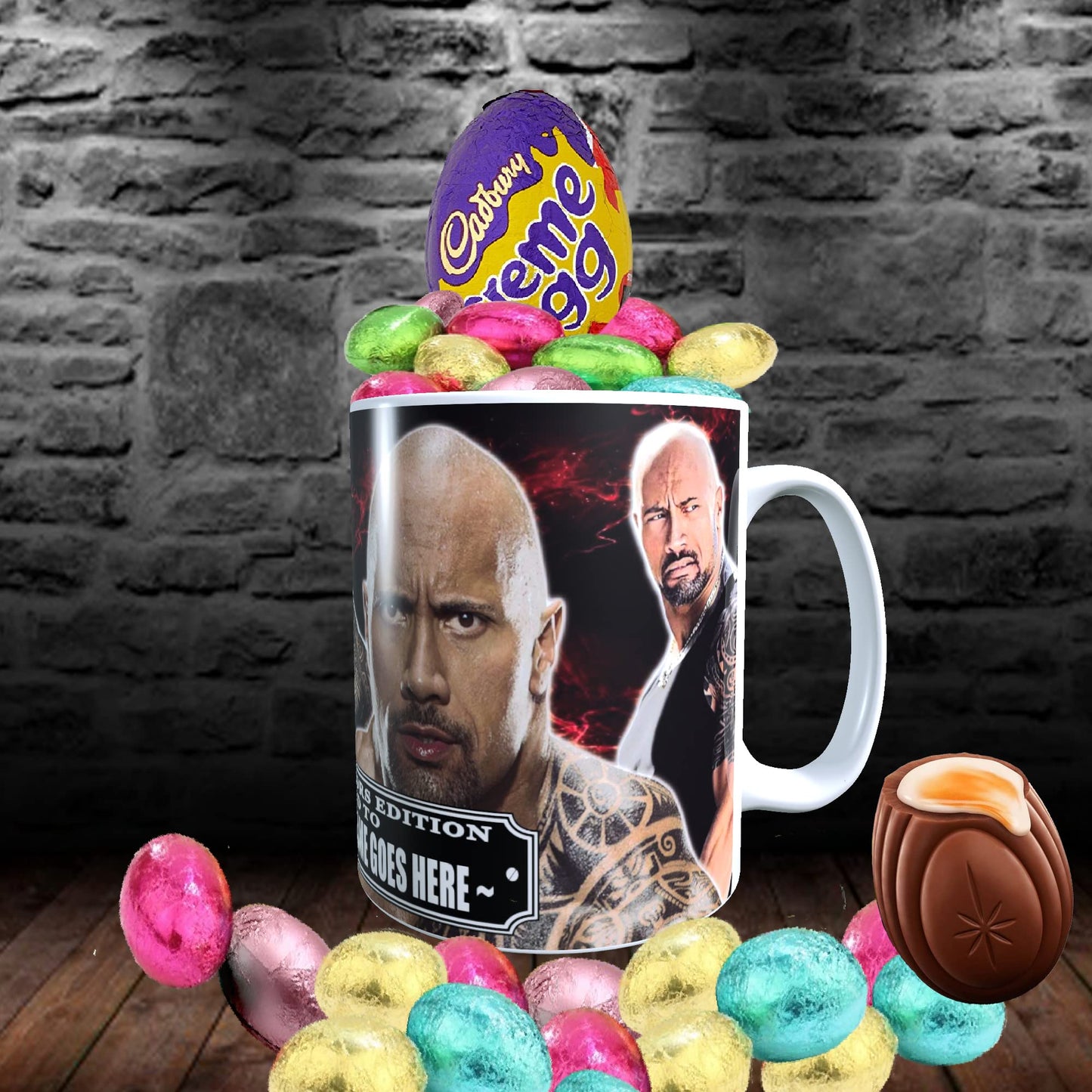 Dwayne Johnson Celebrity Icon Personalised Mug with Choice of Sweets Gift