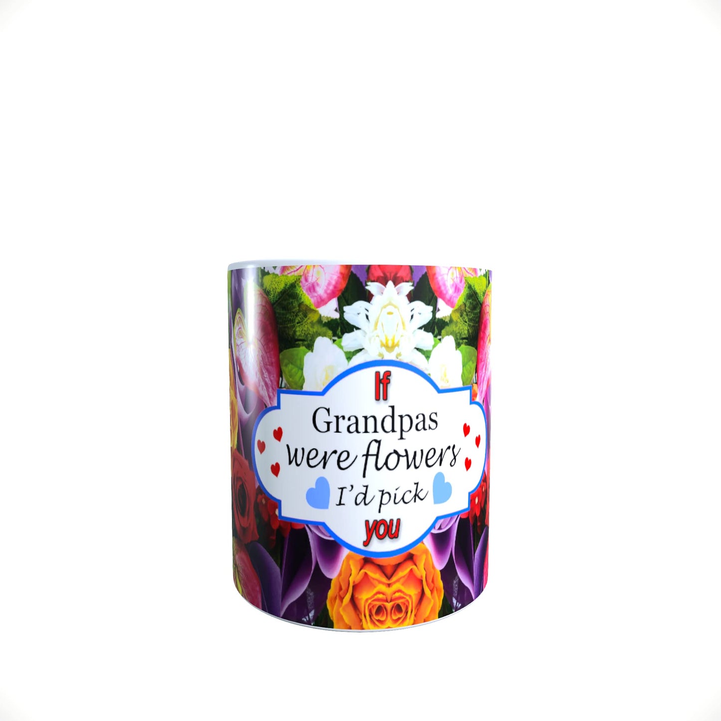 If You were A Flower I’d Pick You Family and Friends Blue & Red Hearts Floral Bouquet Mug Gift