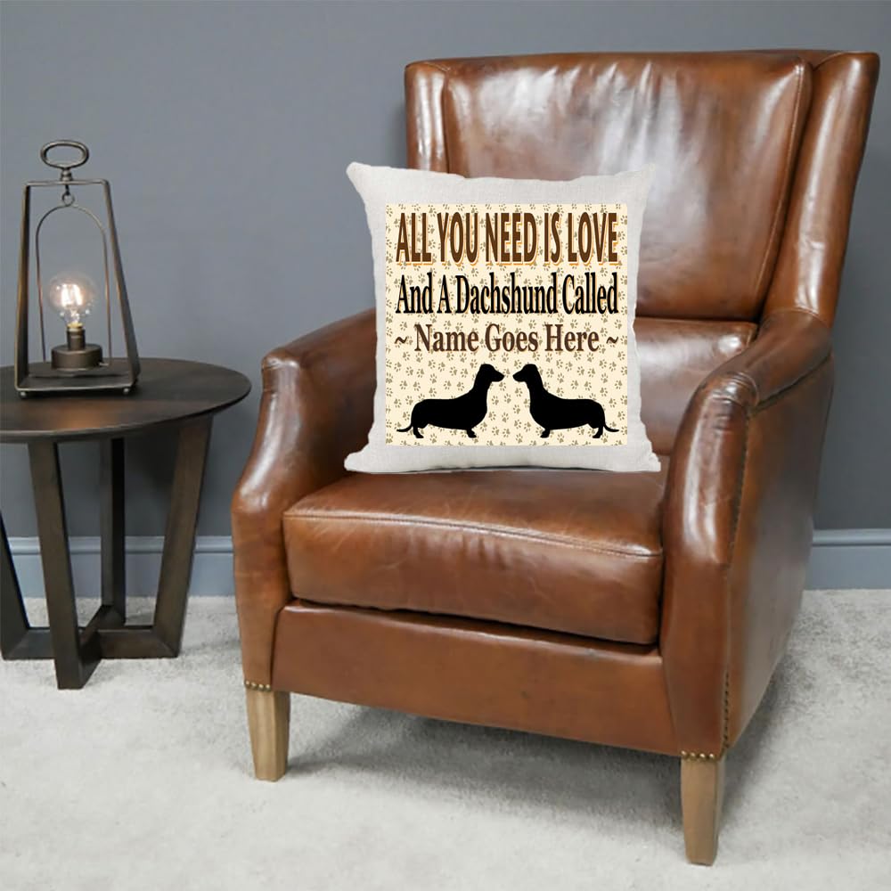 All You Need Is Love And A Dachshund Personalised Country Canvas Style Cushion Cover Gift