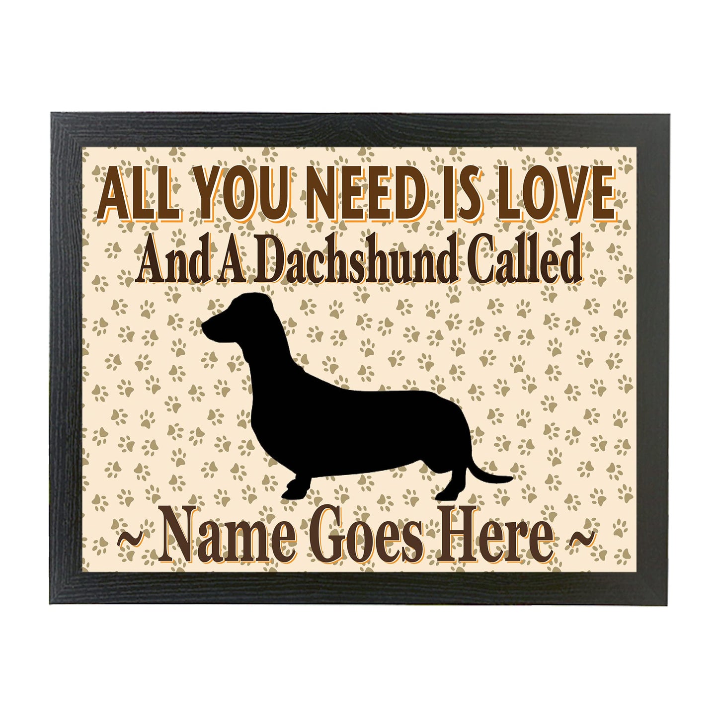 All You Need Is Love Dachshund Personalised Dog Breed Cushion Lap Tray Bean Bag Gift