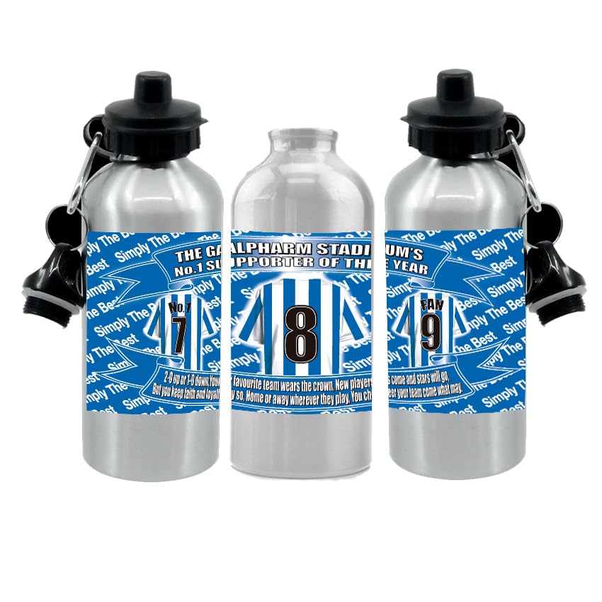 Huddersfield Football Shirt Silver Aluminium Two Lid Unisex Water Bottle Gift