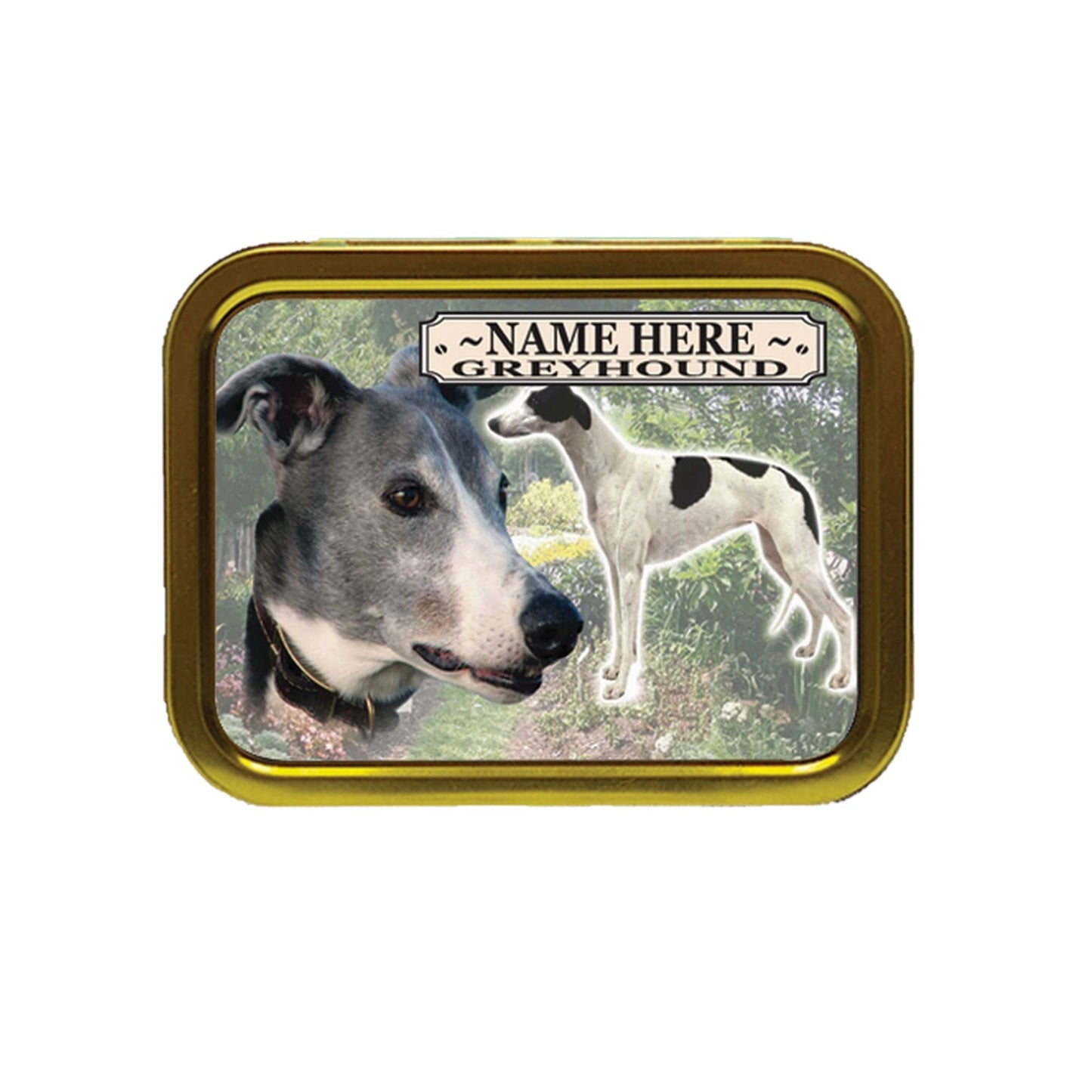 Greyhound Dog Breed Personalised Tobacco Tin & Products Gift Set