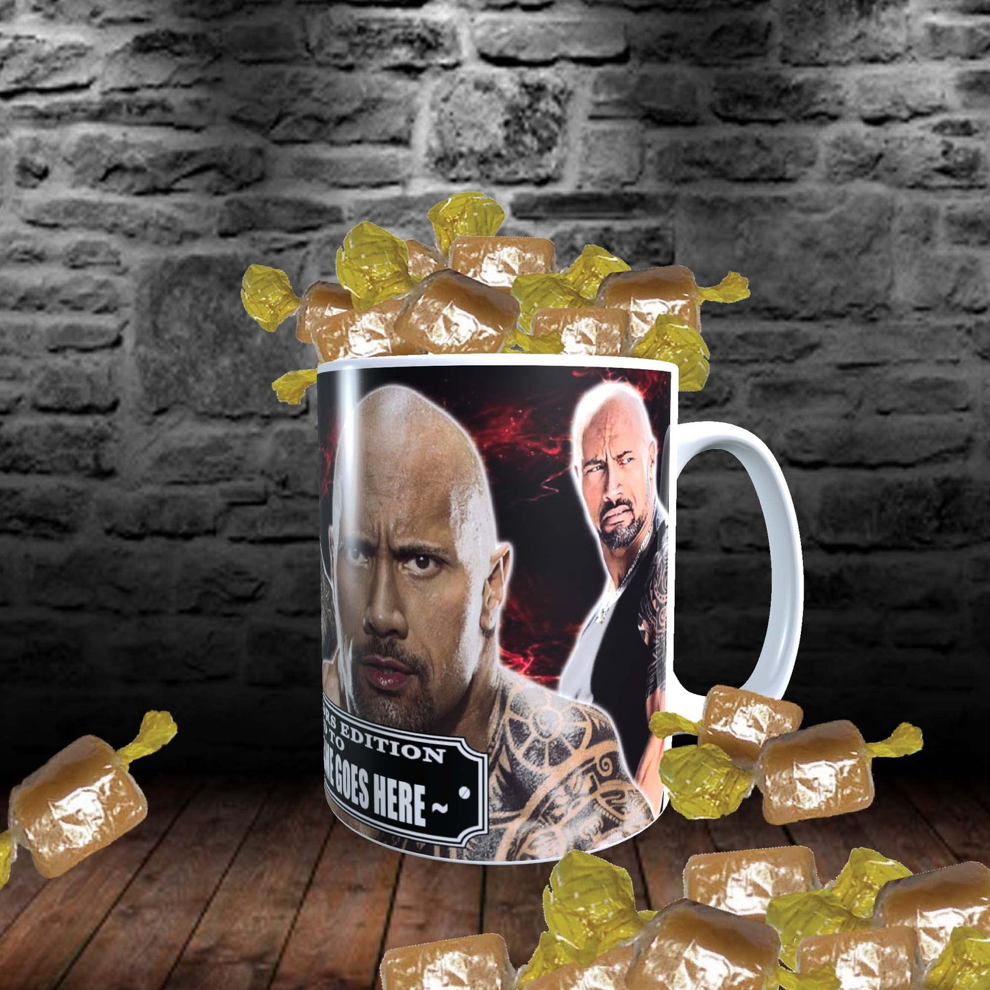 Dwayne Johnson Celebrity Icon Personalised Mug with Choice of Sweets Gift