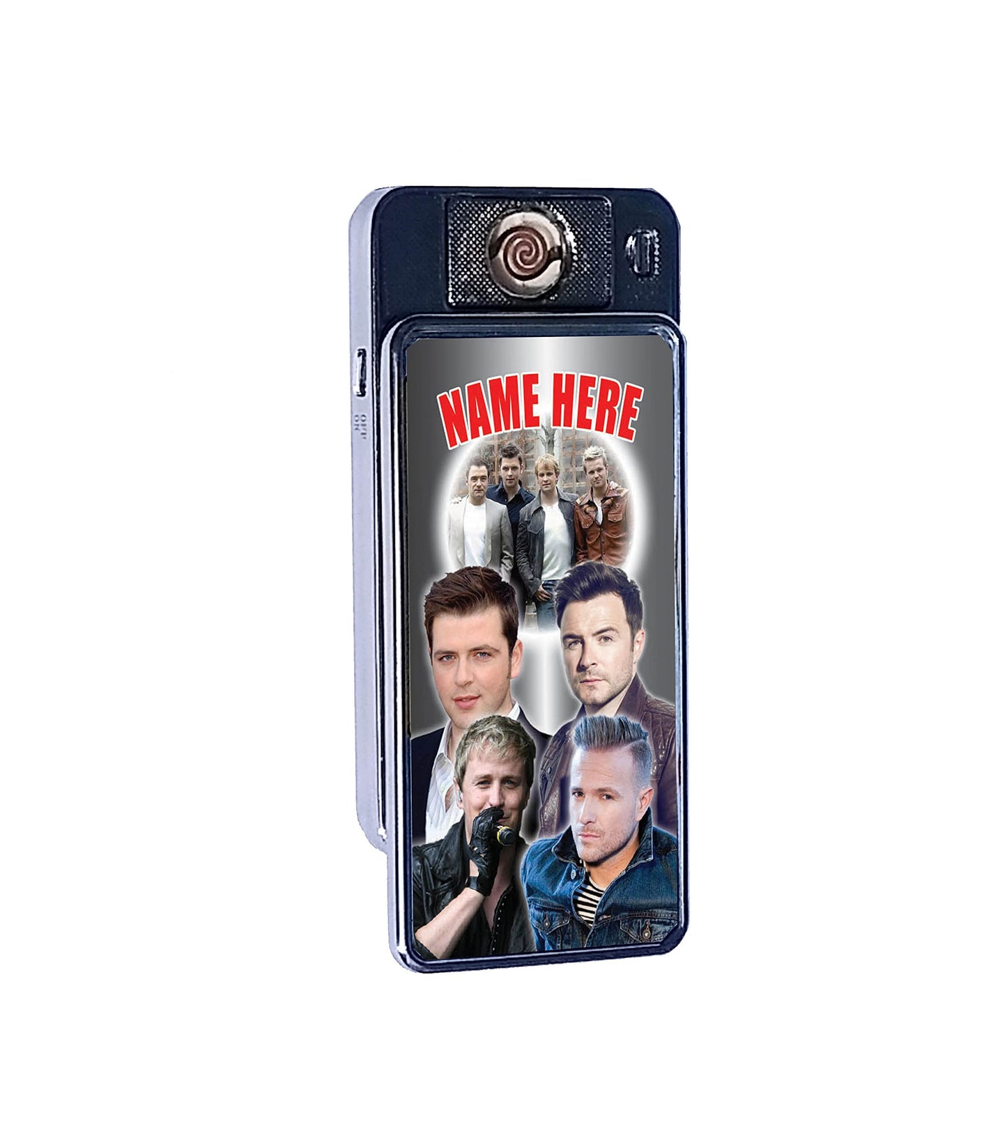West 'Irish Boy Band' Life Personalised Icon Rechargeable Gift Boxed Silver Metal USB Lighter