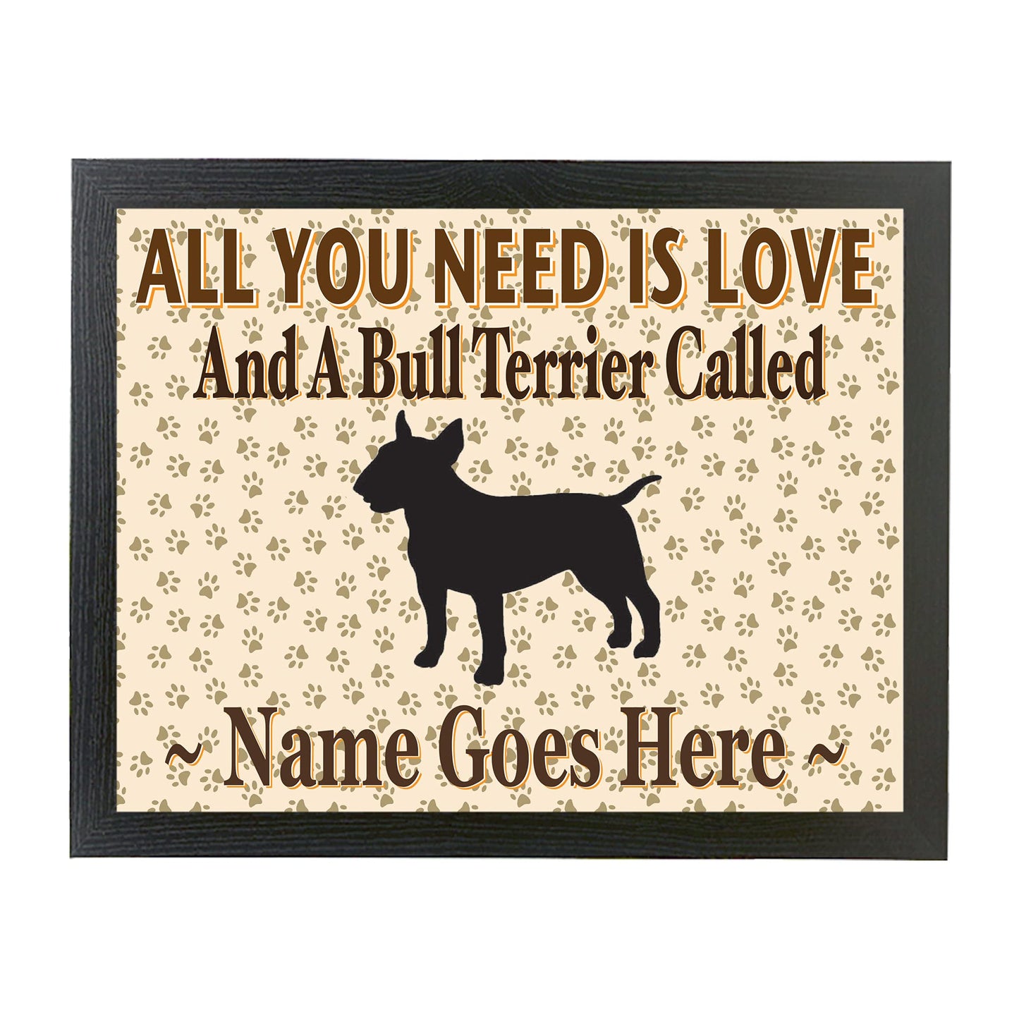 All You Need Is Love Bull Terrier Personalised Dog Breed Cushion Lap Tray Bean Bag Gift