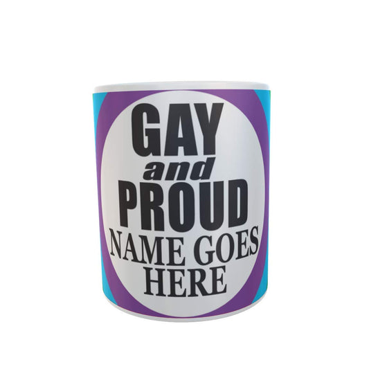 Gay and Proud Rainbow Personalised Ceramic Gift Mug