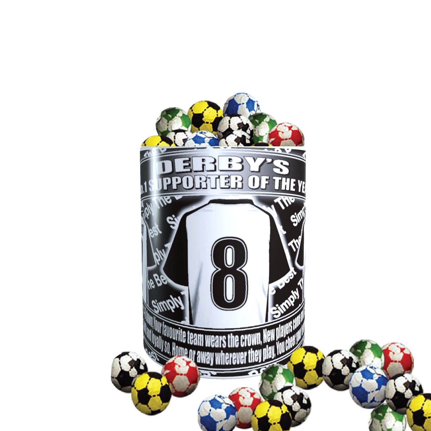 Derby Football Team Shirt Mug Gift with Chocolate Footballs