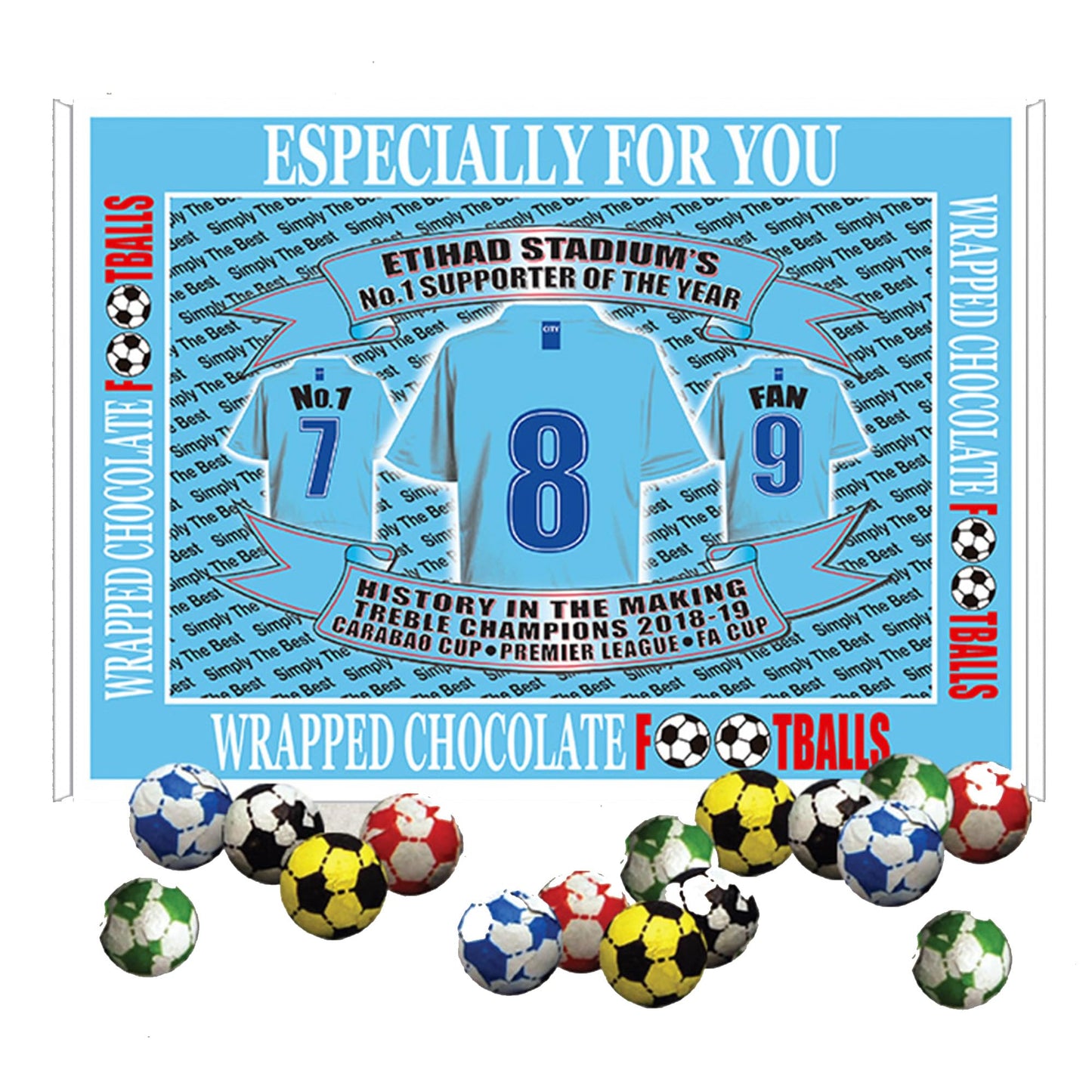 Manchester Blues Football Shirt Gift Boxed 200g Sweets Variety
