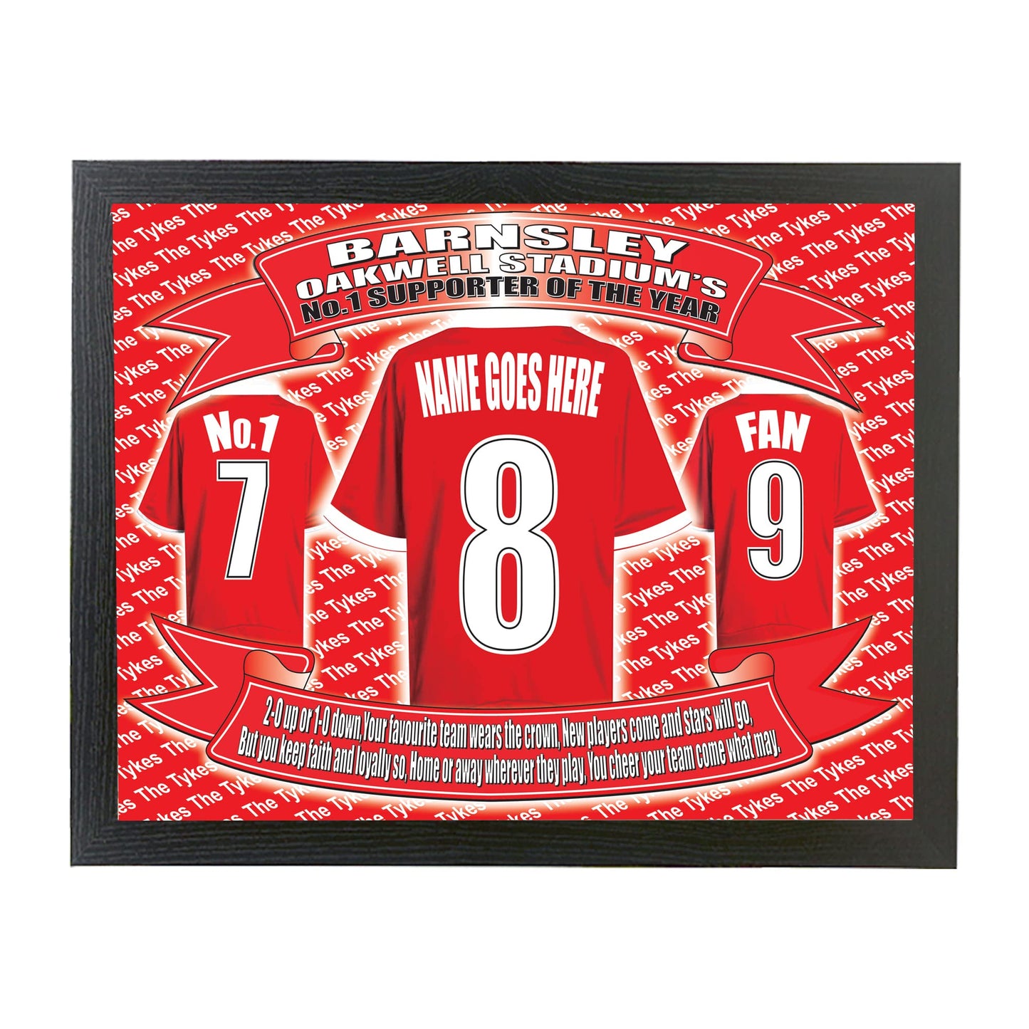 Barnsley The Tykes Football Shirt Personalised Picture Gift