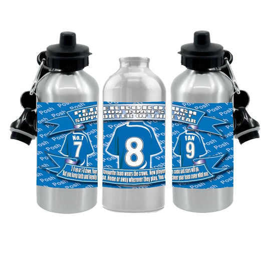 Peter(borough) Football Shirt Silver Aluminium Two Lid Unisex Water Bottle Gift
