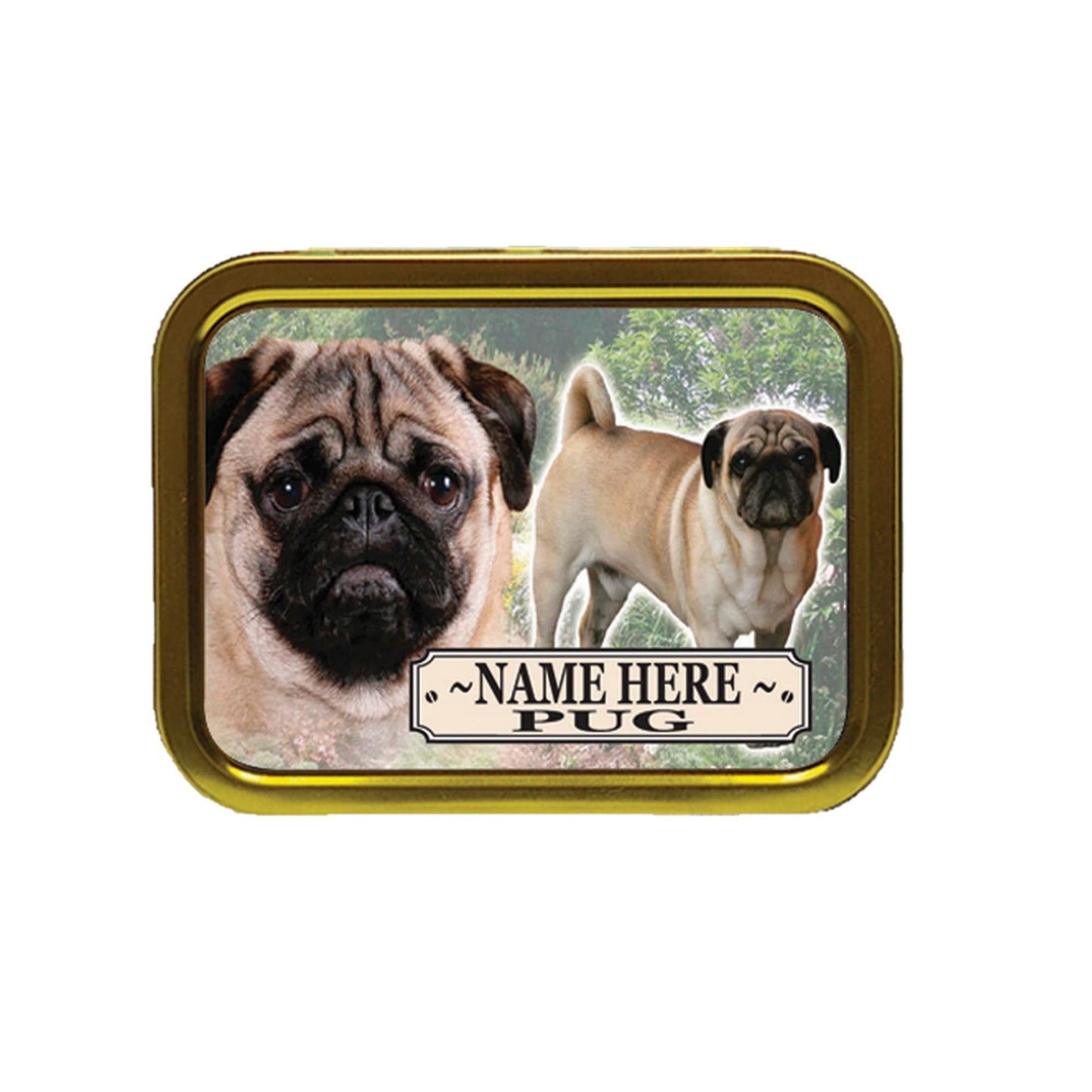 Pug Dog Breed Personalised Tobacco Tin & Products Gift Set
