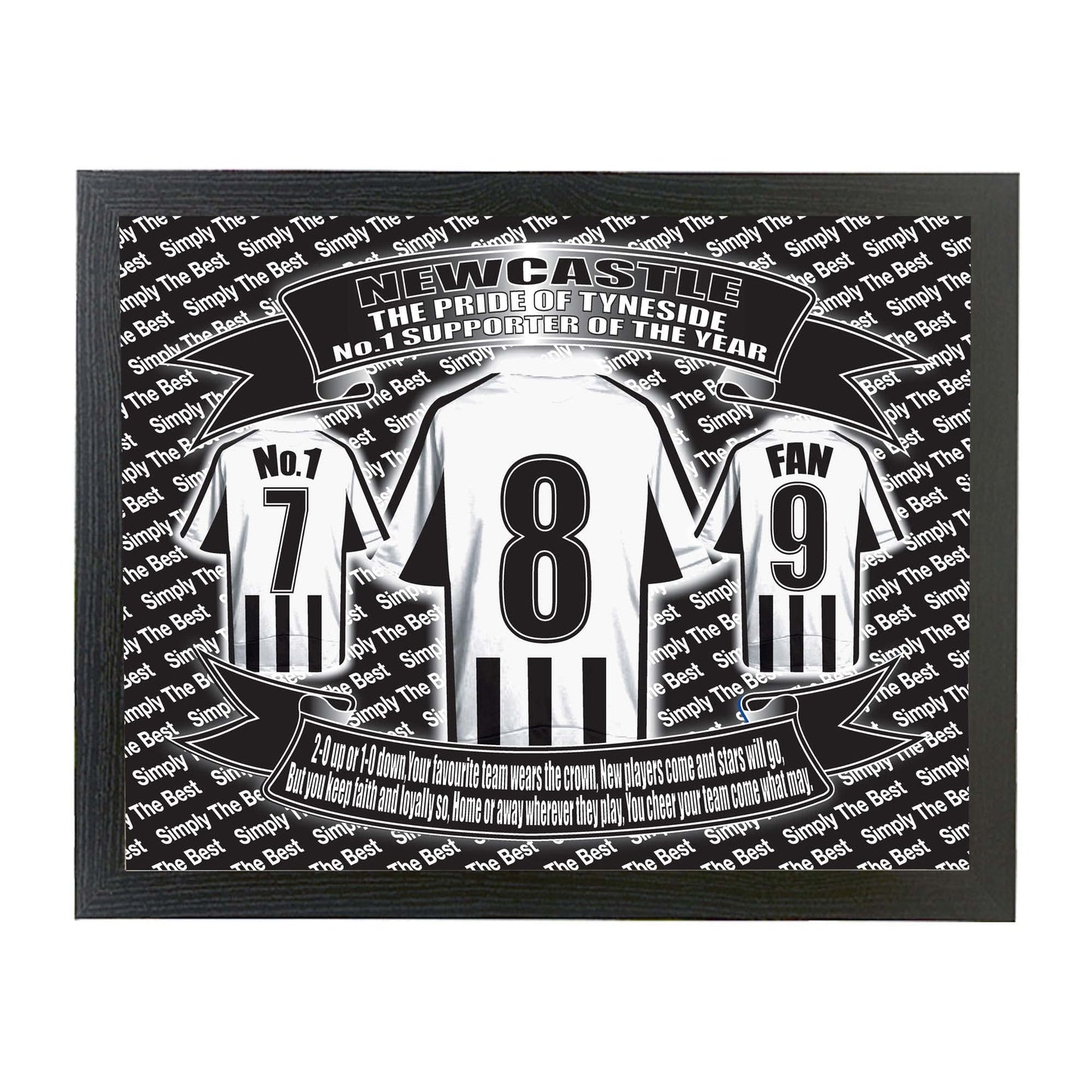 Newcastle Football Shirt Lap Tray - Sports Fan Gift, Portable Serving Tray, Home Decor