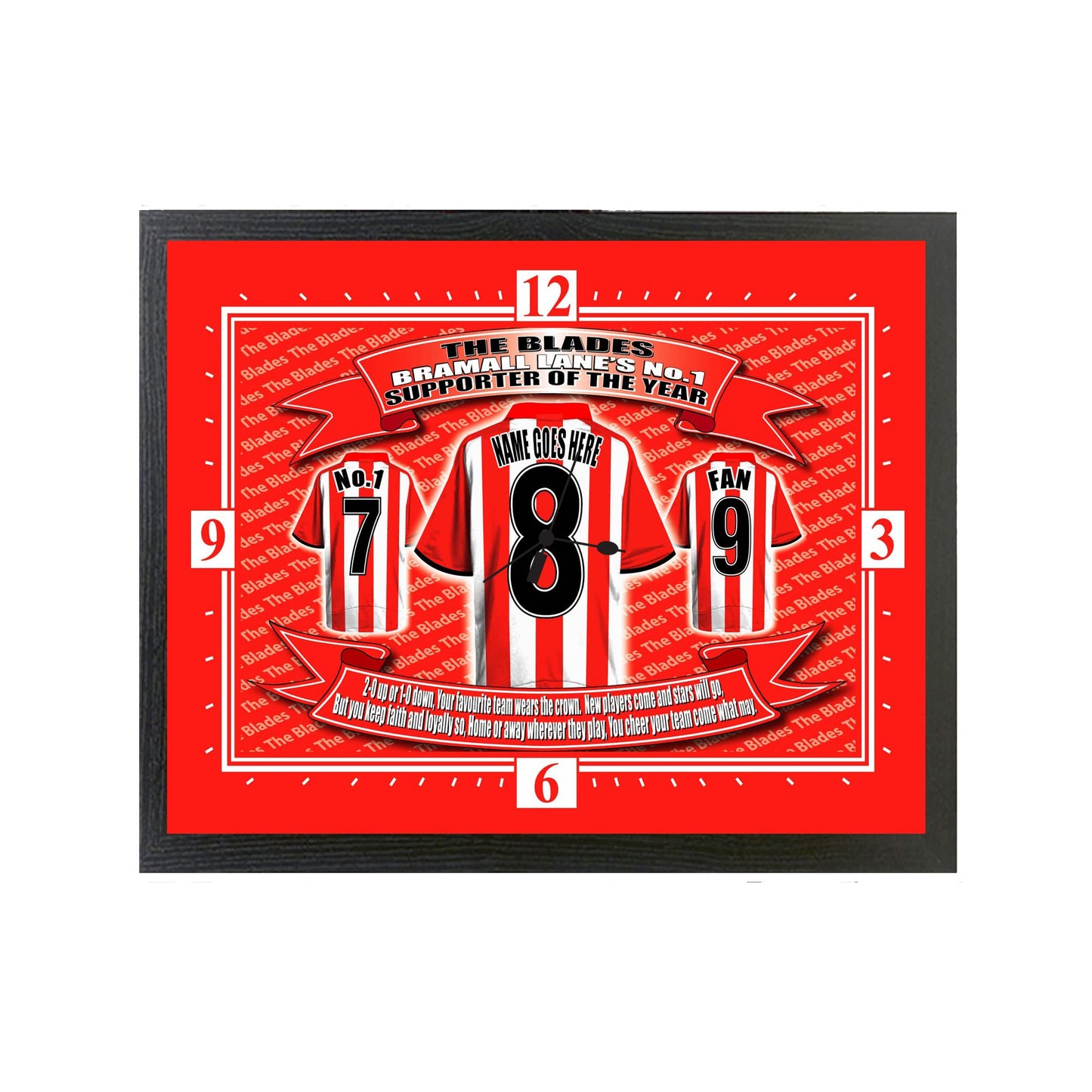 Sheffield U Personalised Football Shirt Clock Gift Present