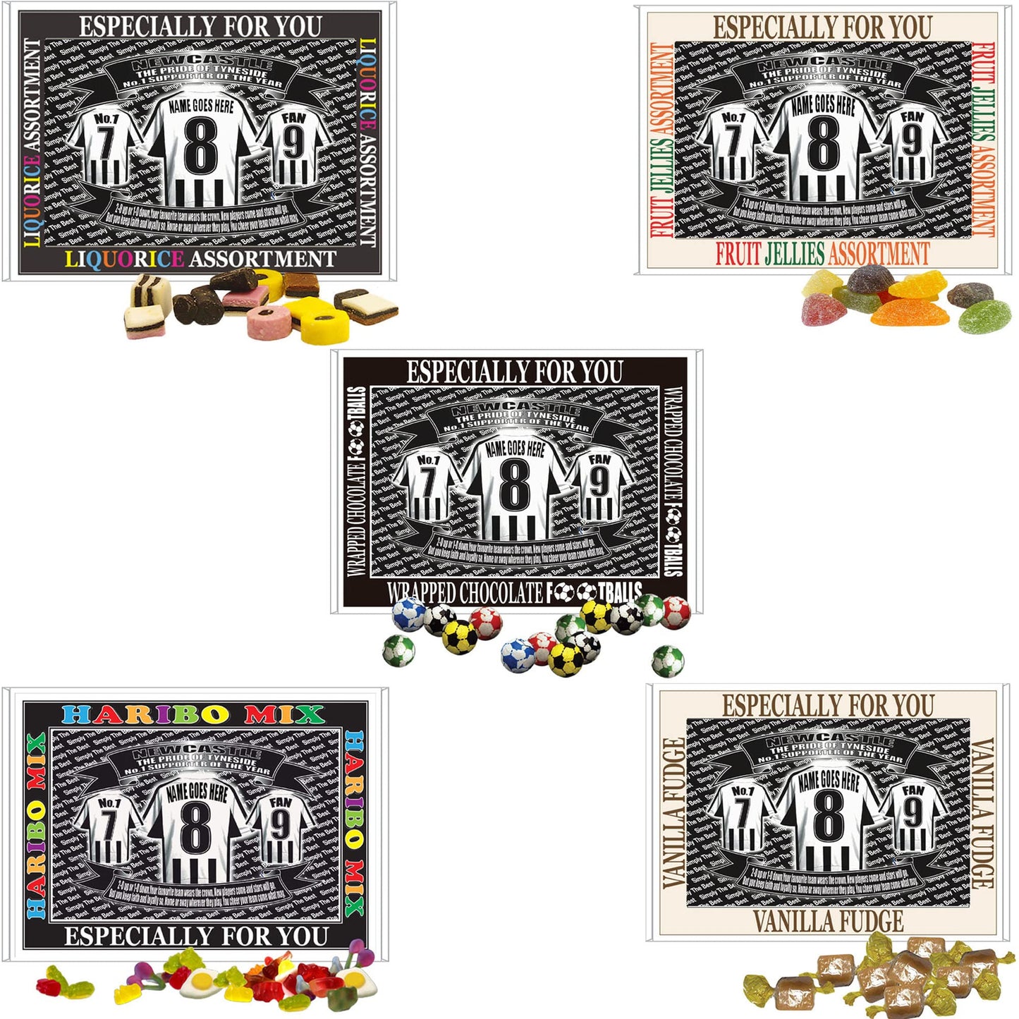 Newcastle Football Shirt Personalised Gift Boxed Sweets Variety