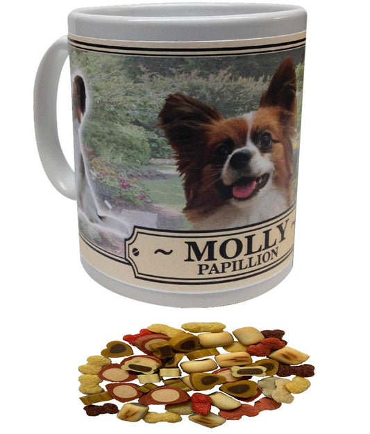 Papillon Personalised Dog Breed Gift Mug with Treats