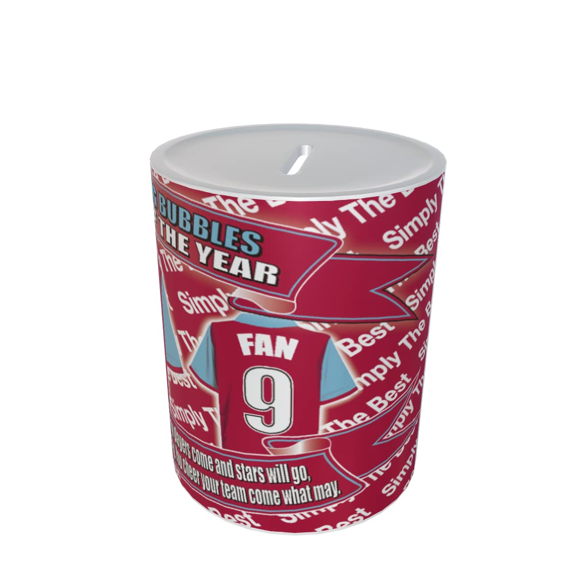 West H Utd Football Shirt Personalised Ceramic Money Box Gift, Multicoloured, One Size