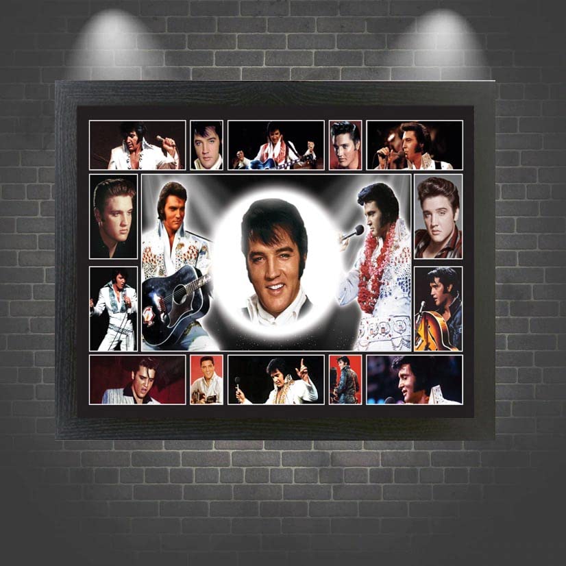 Presley King of Rock n Roll Music Icon Framed Wall Hanging Picture Gift