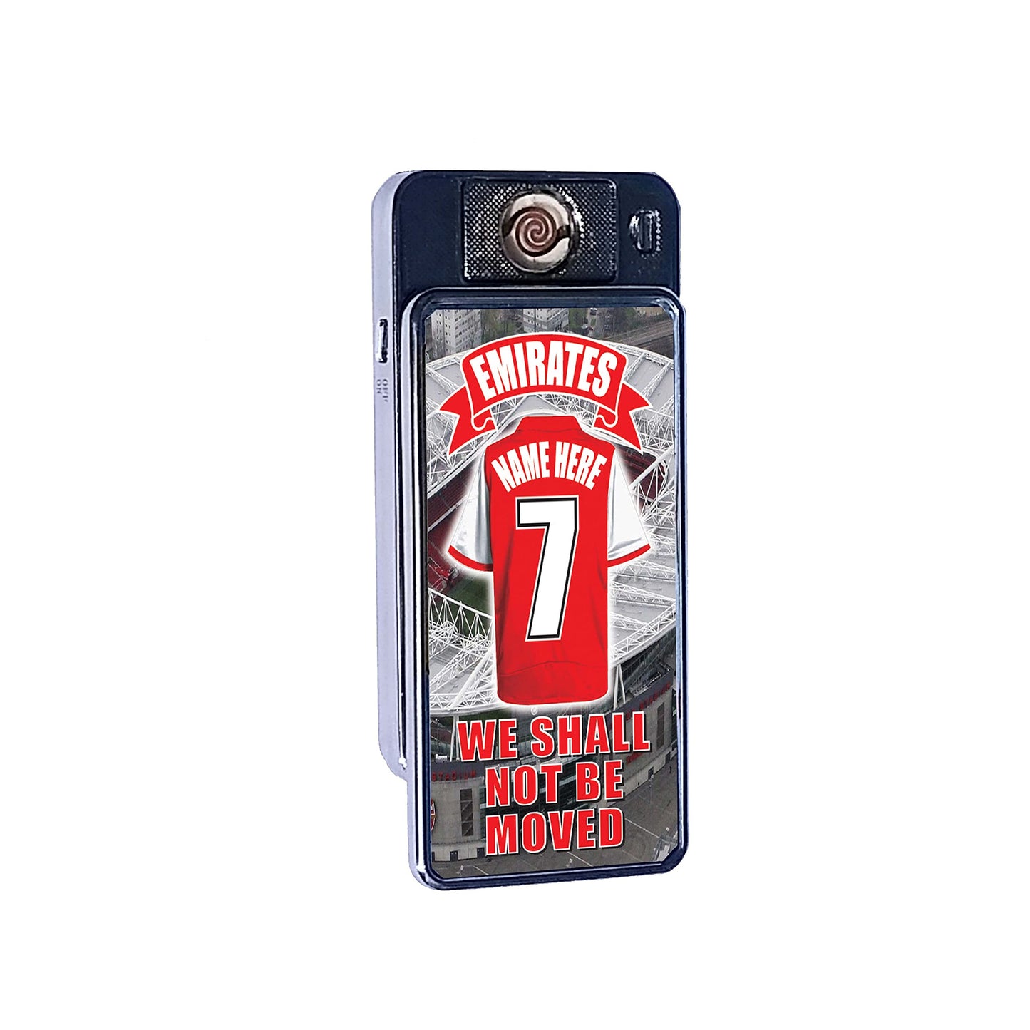 The Gooners Personalised Football Shirt Rechargeable Gift Boxed Silver Metal USB Lighter