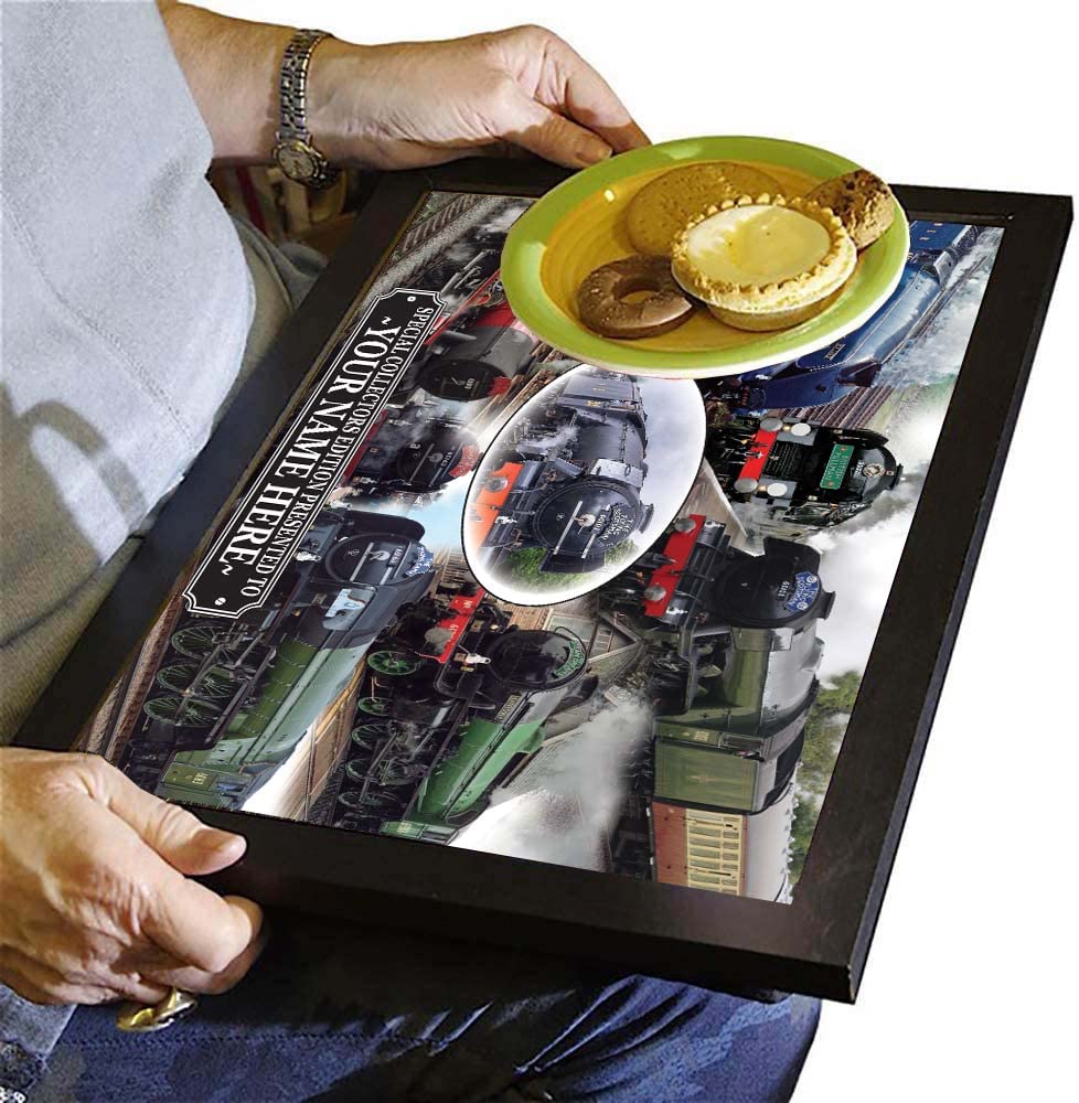 Classic Steam Train Lap Tray with Cushioned Base – Vintage Locomotive Design – Wipe-Clean Surface – Personalised Gift for Train Enthusiasts