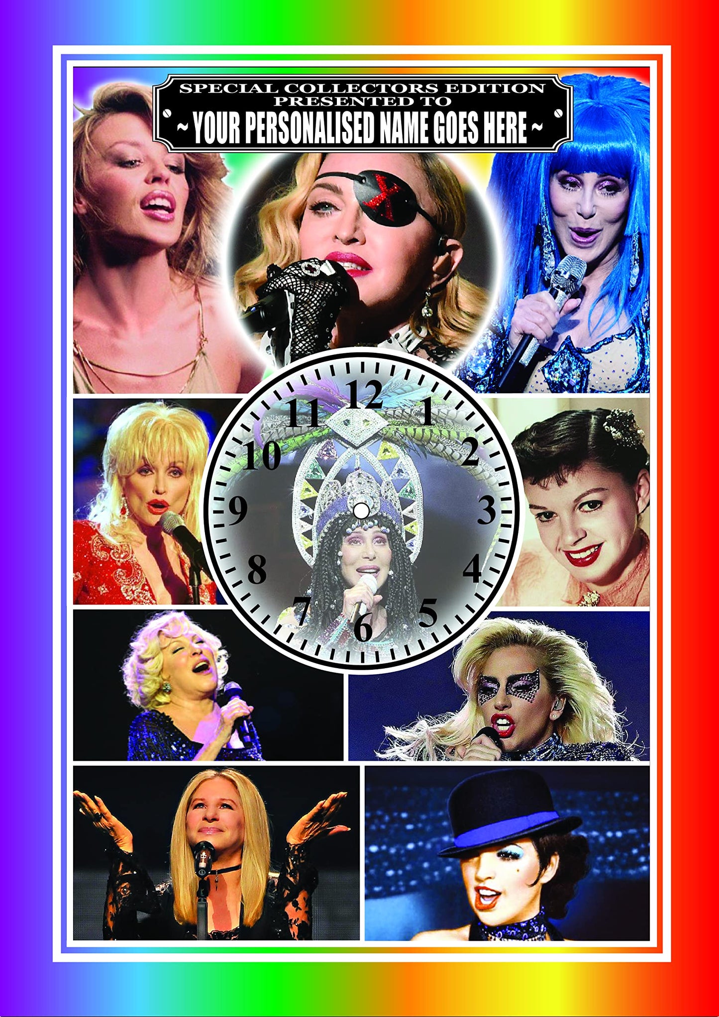 Diva Gay Pride Icon Personalised Wall Clock