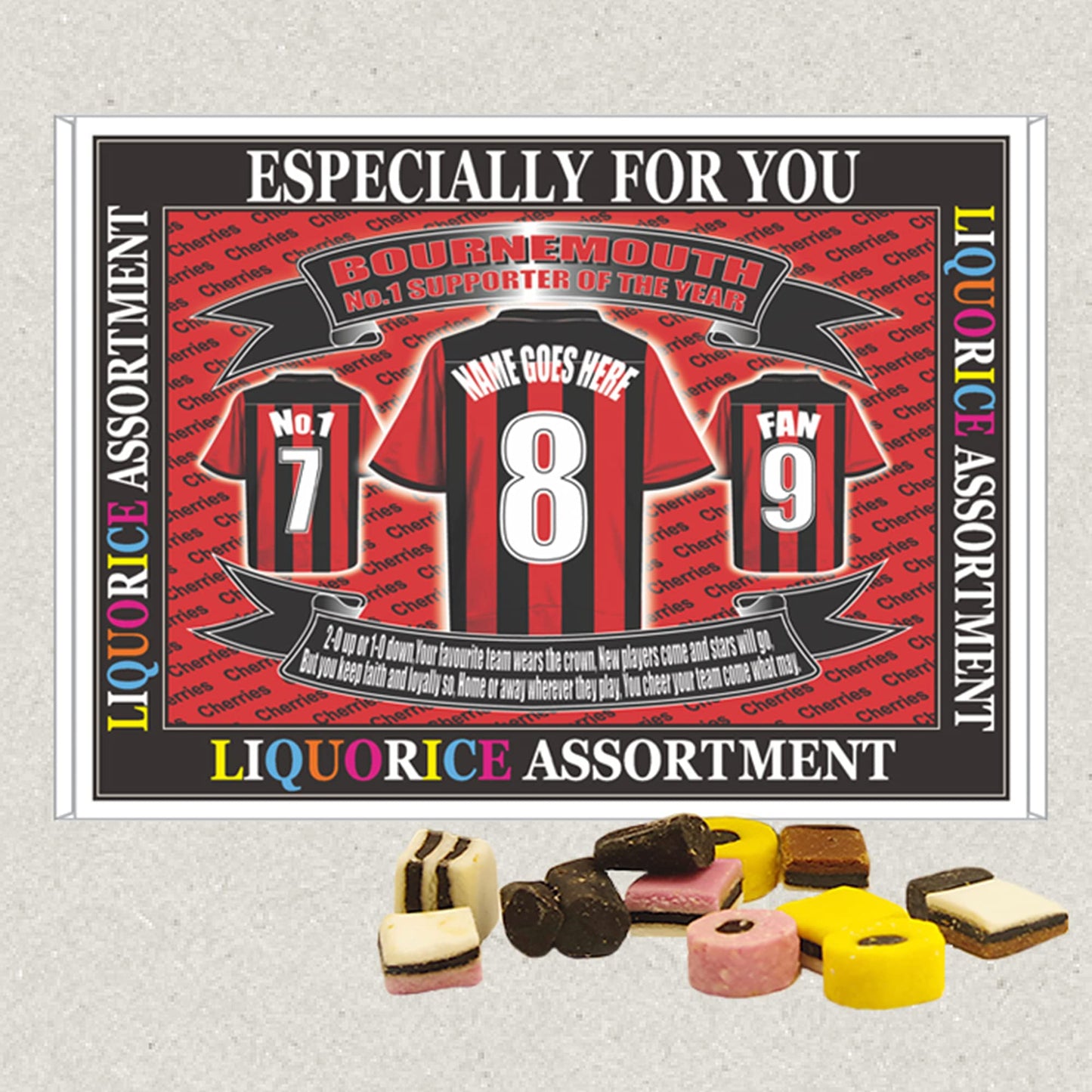 Bournemouth Personalised Football Shirt Gift Boxed Sweets