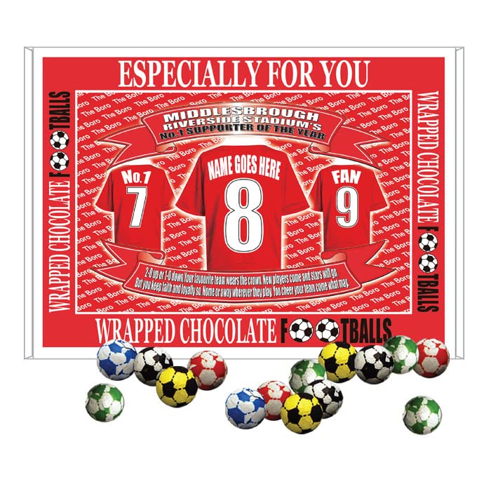 Middlesbrough Football Shirt Personalised Gift Boxed Sweets Variety