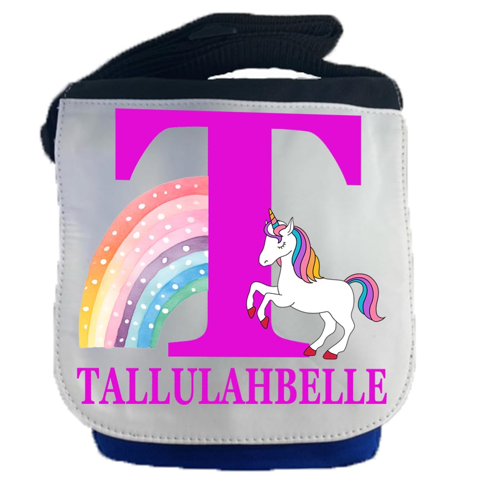 Kids Childrens Personalised Rainbow Unicorn School Messenger Bag
