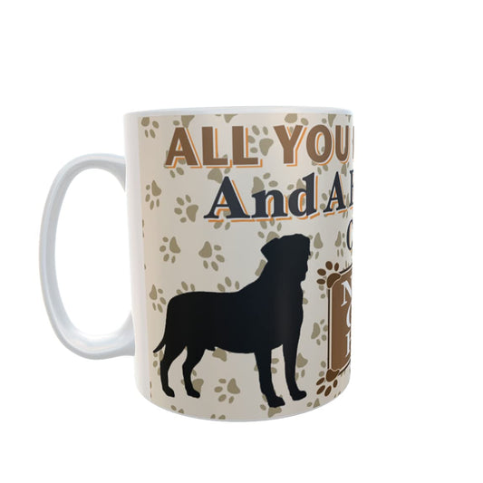 All You Need is Love and a Bullmastiff Dog Personalised Mug Gift